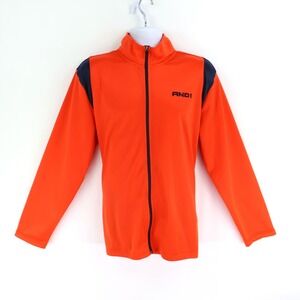 AND‎ 1 Activewear Jacket Full Zip Mens Size L Orange 100% Polyester Pockets